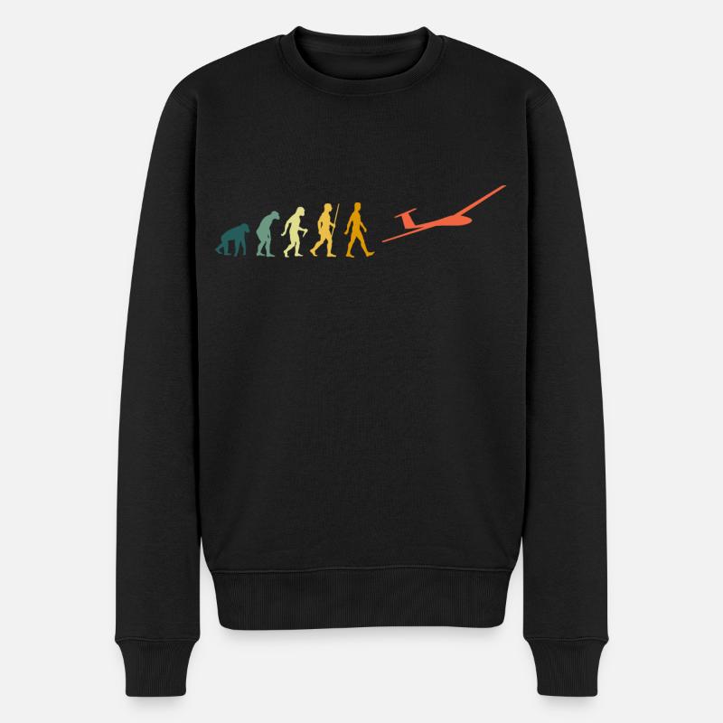 Segelflieger Evolution Pilot Segelflugzeug Retro - Männer Premium Bio Pullover - Schwarz