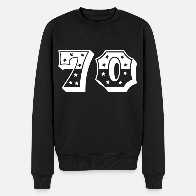 Zahl 70 - Männer Premium Bio Pullover - Schwarz