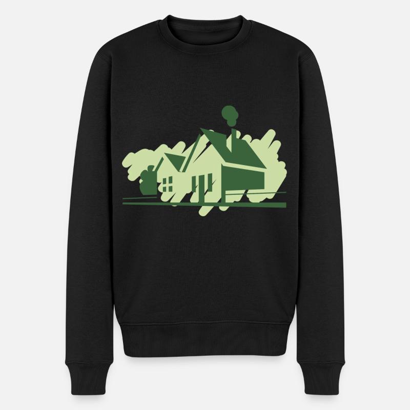 Häuser - Männer Premium Bio Pullover - Schwarz