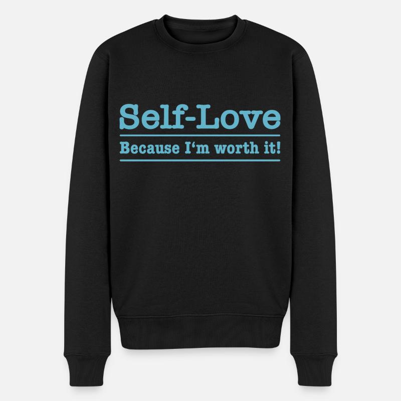 Selbstliebe - Weil ich es wert bin! - Männer Premium Bio Pullover - Schwarz
