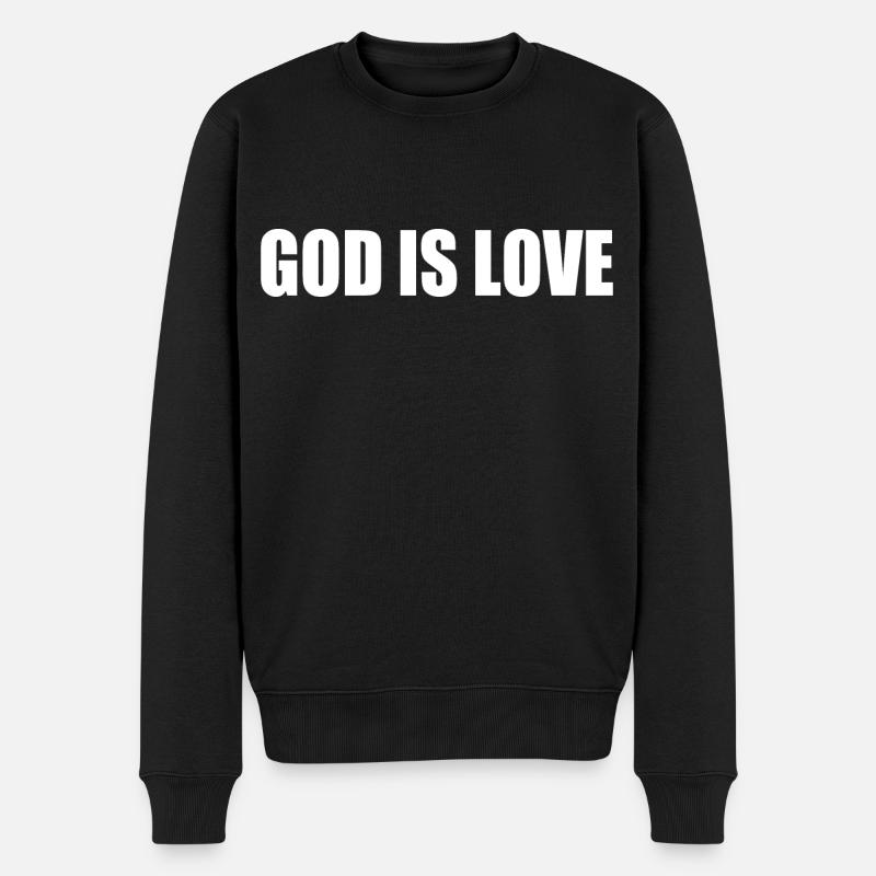 God is love - Männer Premium Bio Pullover - Schwarz