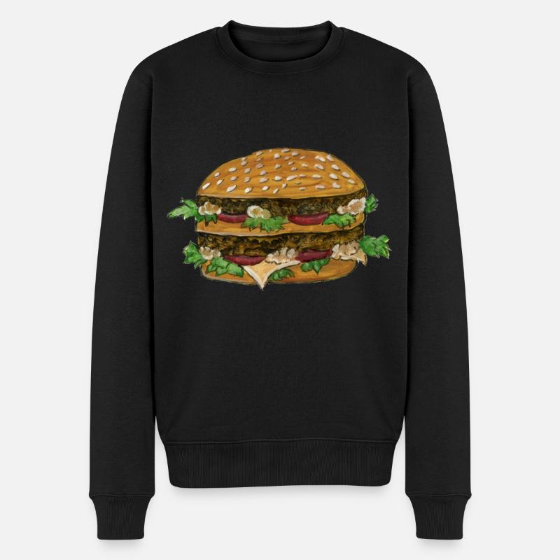 hamburger - burger - cheeseburger - Pull Premium bio Homme - noir