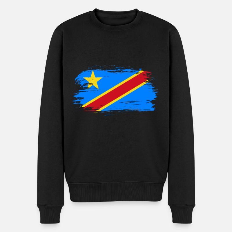 Kongo Flagge - Männer Premium Bio Pullover - Schwarz