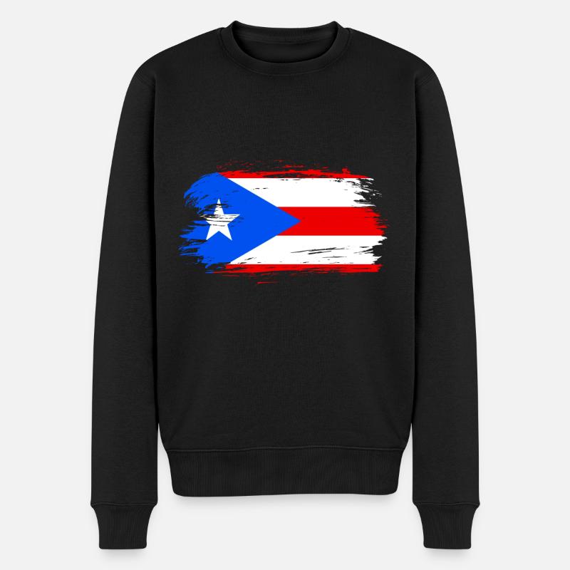 Puerto Rico Flagge - Männer Premium Bio Pullover - Schwarz