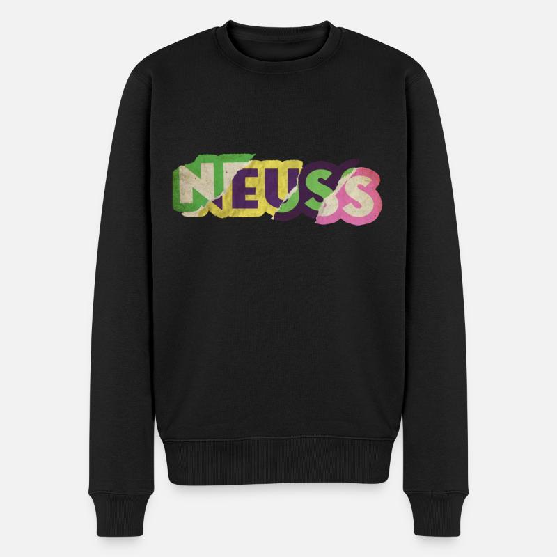 Neuss Deutschland Stadt Schrift Punk Retro - Männer Premium Bio Pullover - Schwarz