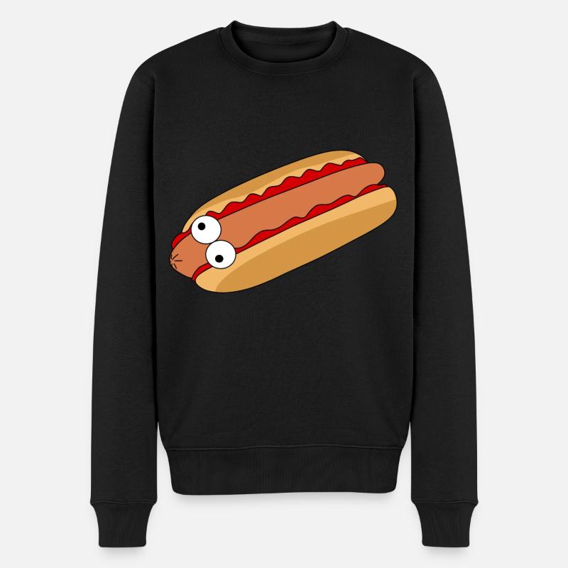 Verrückter Hotdog - Männer Premium Bio Pullover - Schwarz
