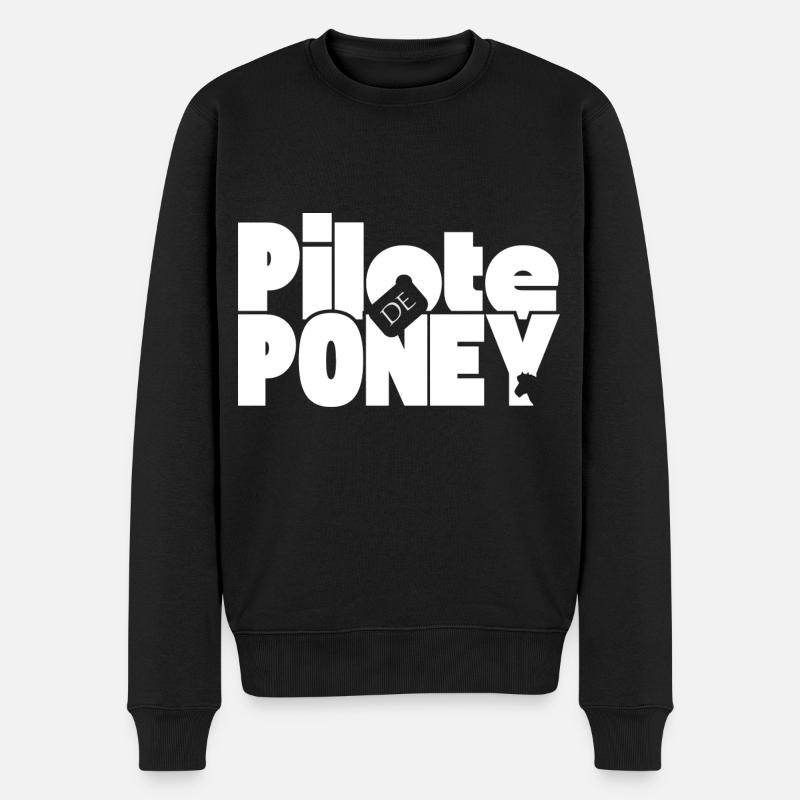 Pony-Pilot - Männer Premium Bio Pullover - Schwarz