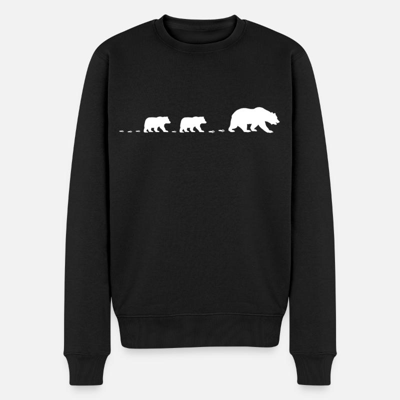 Bärenspur Mama Bär 2 Kindern Bärenspuren Kinder - Männer Premium Bio Pullover - Schwarz