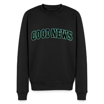 GOOD NEWS | Gute Nachrichten - Männer Premium Bio Pullover - Schwarz - Vorne - Nico (187cm)
