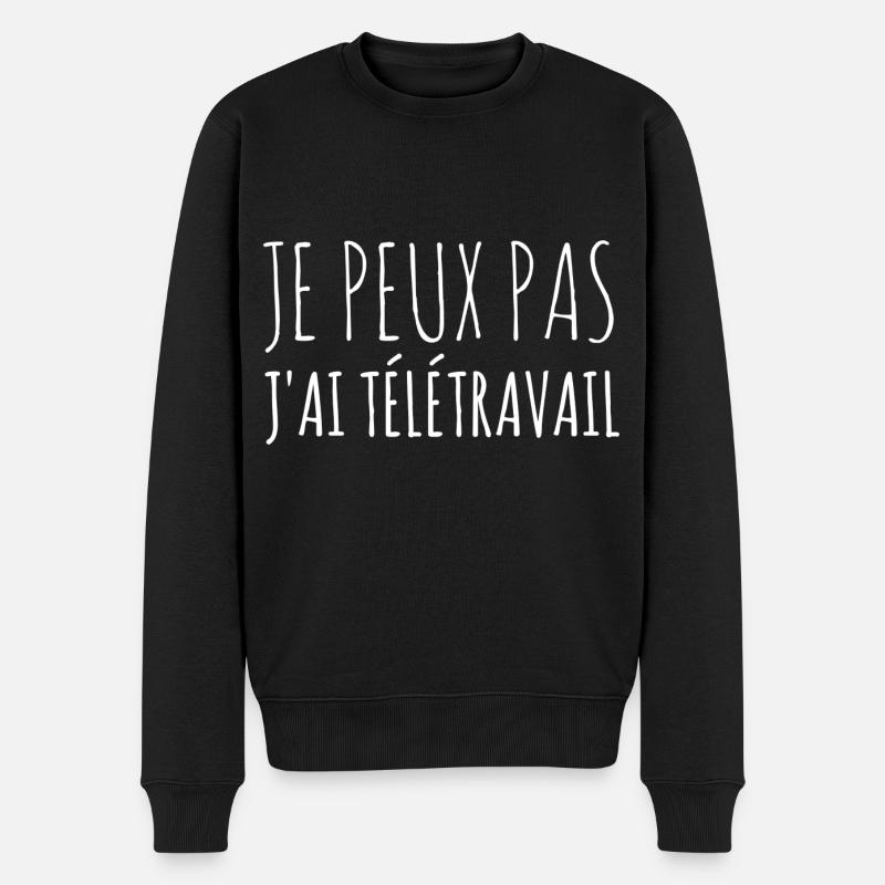 Je peux pas j'ai télétravail - Pull Premium bio Homme - noir