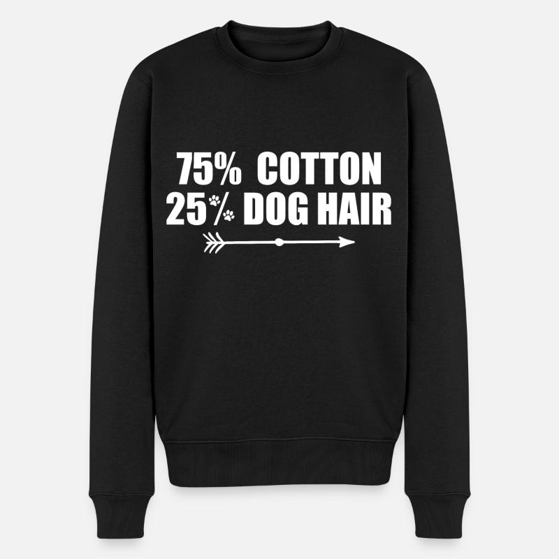 75 Baumwolle 25 Prozent Hundehaare - Männer Premium Bio Pullover - Schwarz