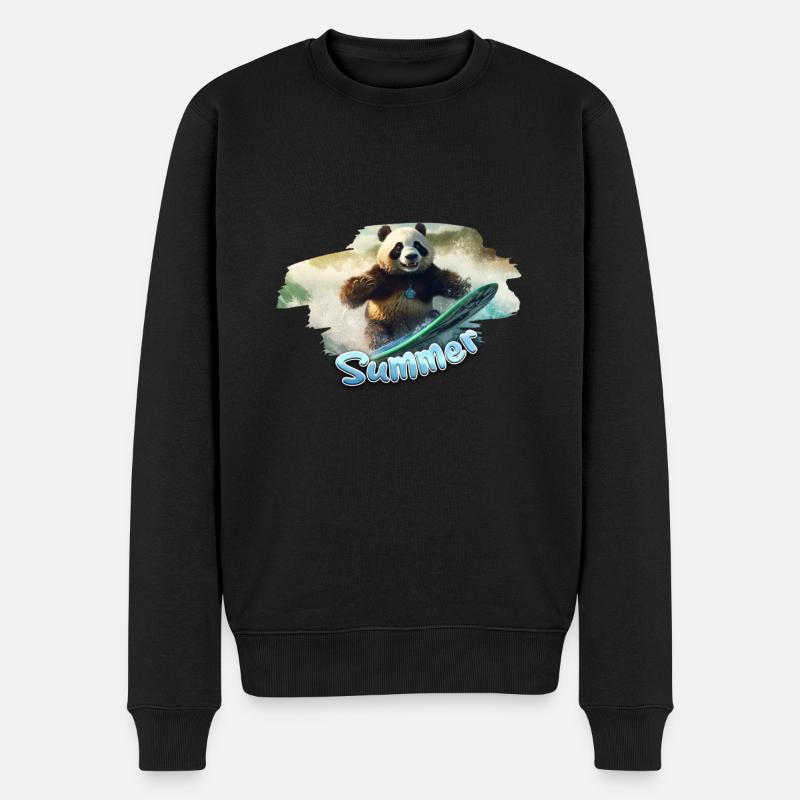 Surf Panda d’été - Pull Premium bio Homme - noir