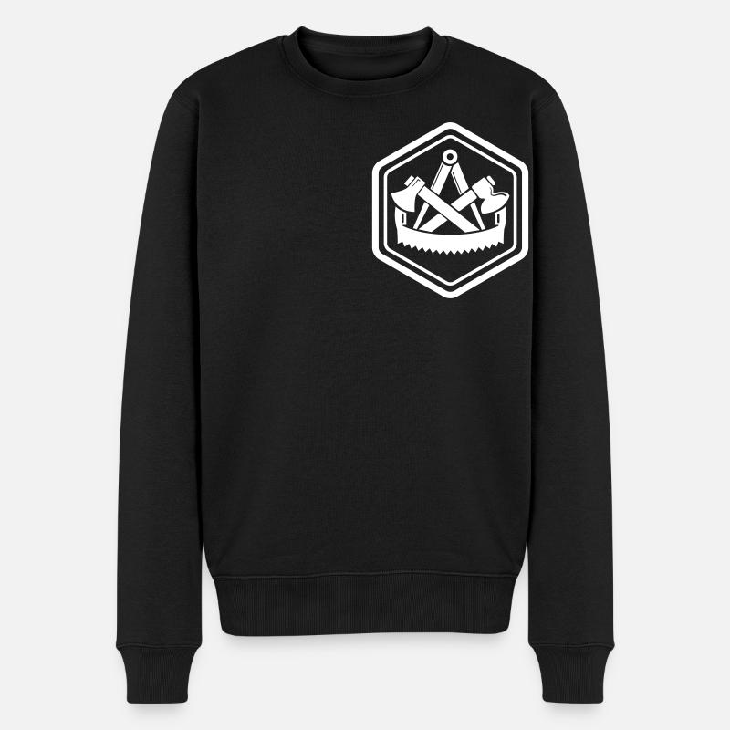 Tradition Zimmermann Zunftzeichen Sechseck Emblem - Männer Premium Bio Pullover - Schwarz