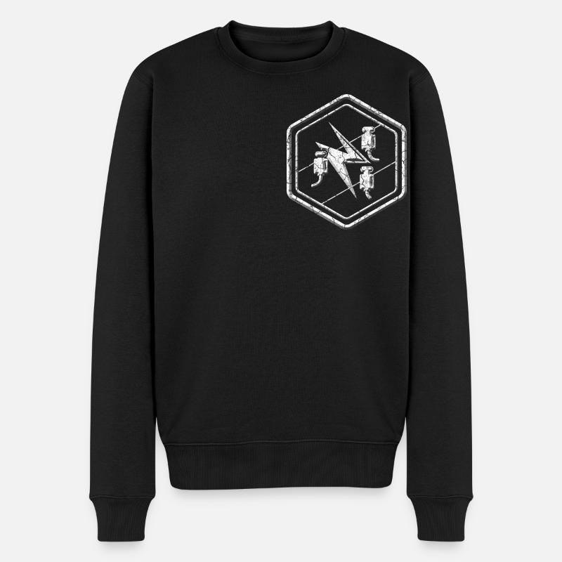 Elektriker Zunftwappen Emblem Relief Steinoptik - Männer Premium Bio Pullover - Schwarz