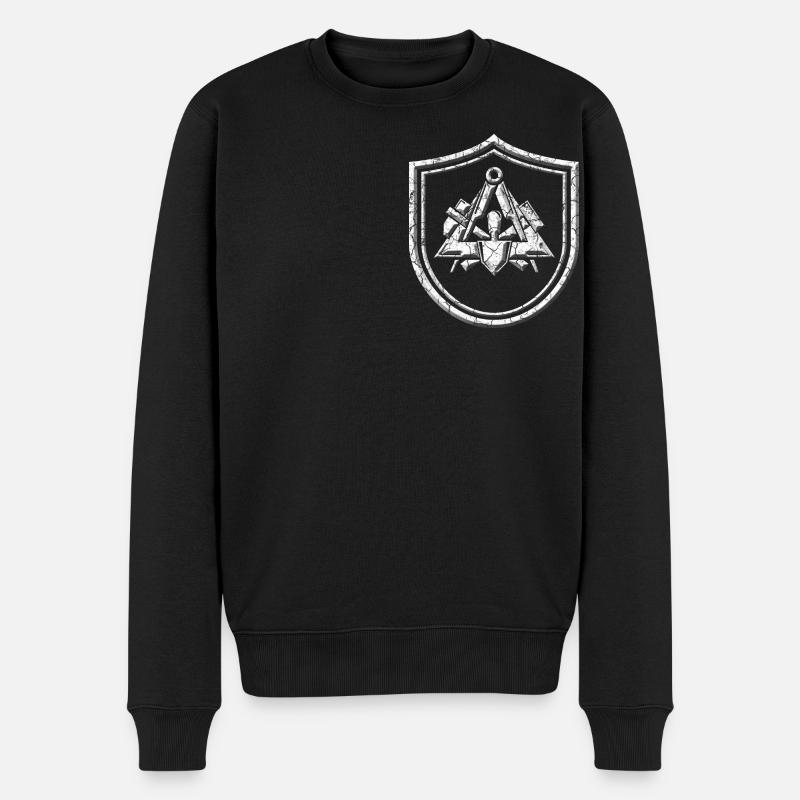 Maurer Zunftzeichen in Relief Steinoptik - Männer Premium Bio Pullover - Schwarz