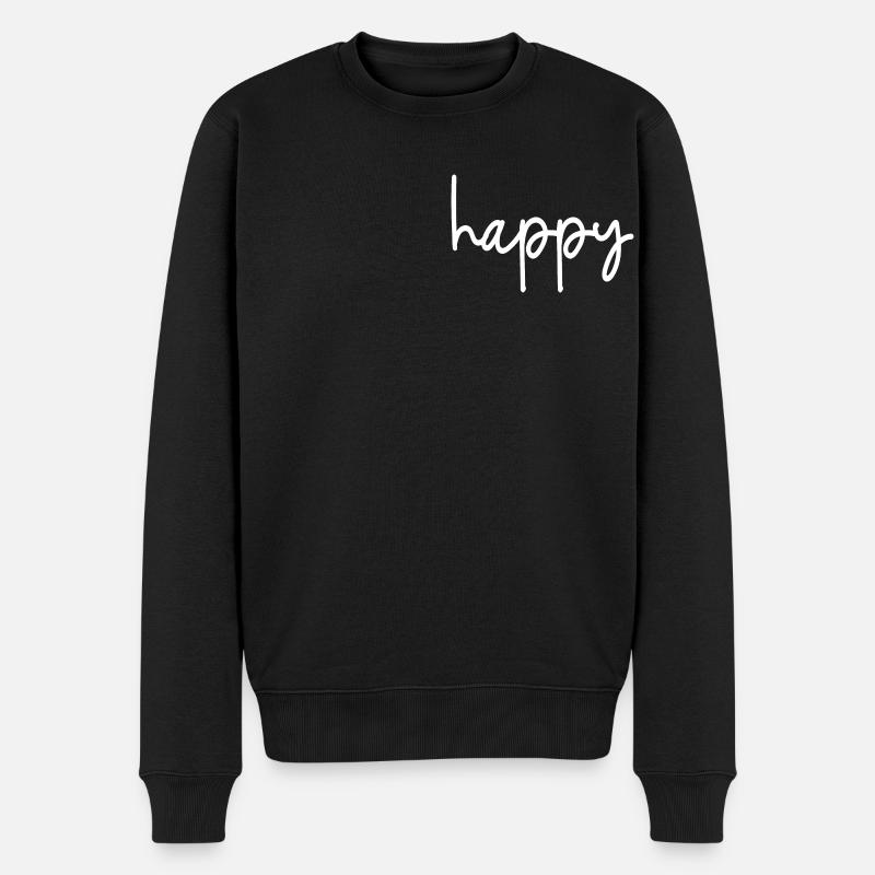 happy - Männer Premium Bio Pullover - Schwarz