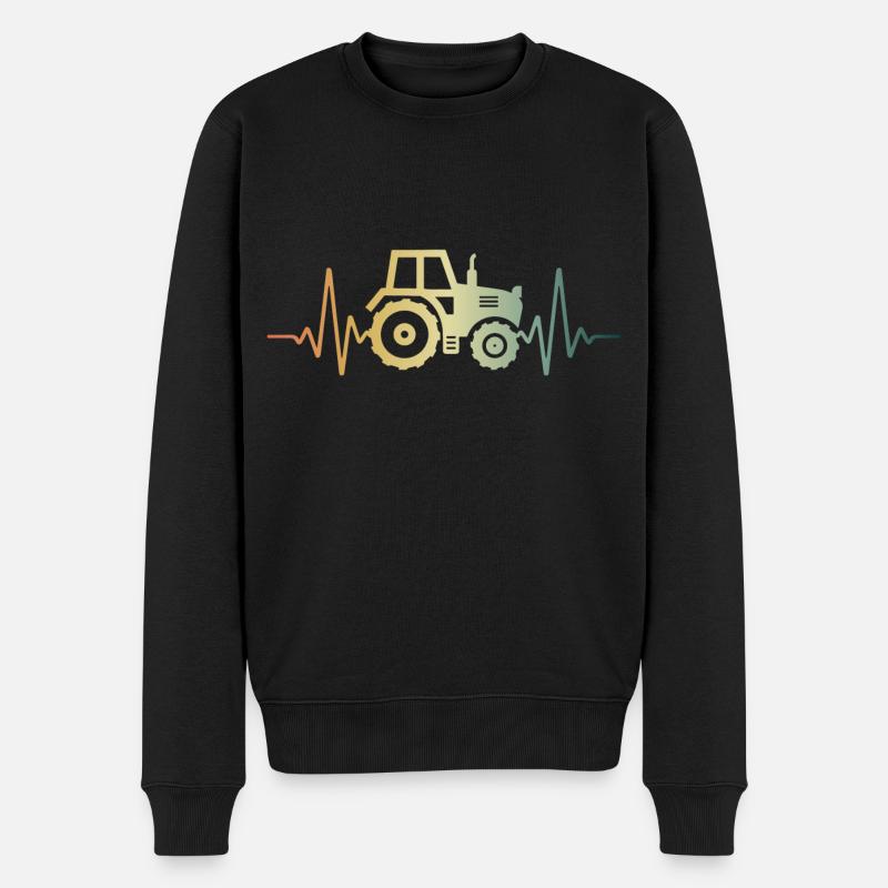 Herzschlag Traktor Trekker Puls EKG - Männer Premium Bio Pullover - Schwarz