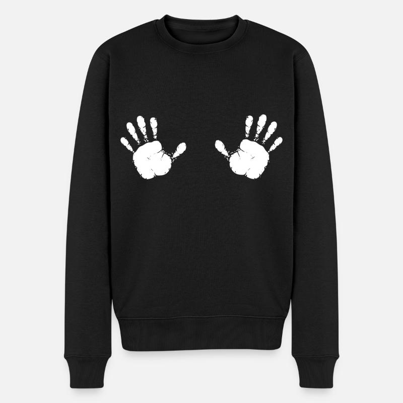 Hände Handabdrücke - Männer Premium Bio Pullover - Schwarz
