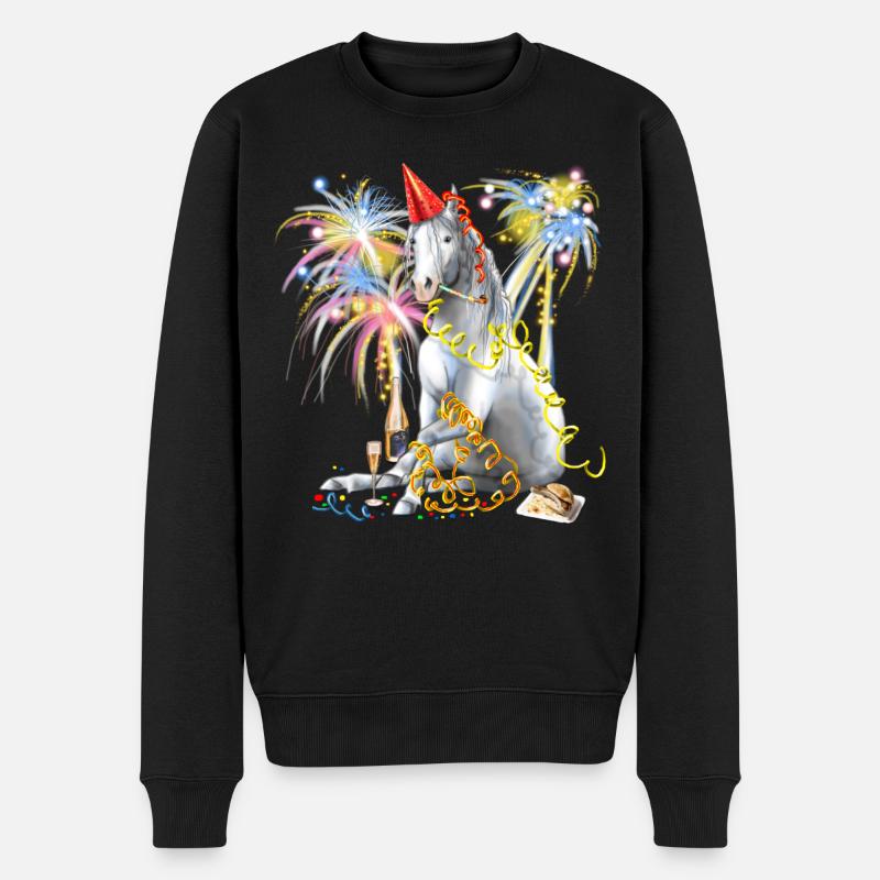 Partyhengst Silvesterknaller - Männer Premium Bio Pullover - Schwarz