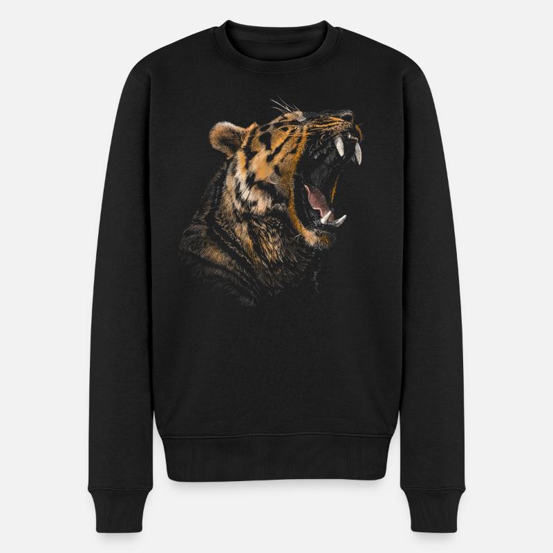 Tiger - Männer Premium Bio Pullover - Schwarz