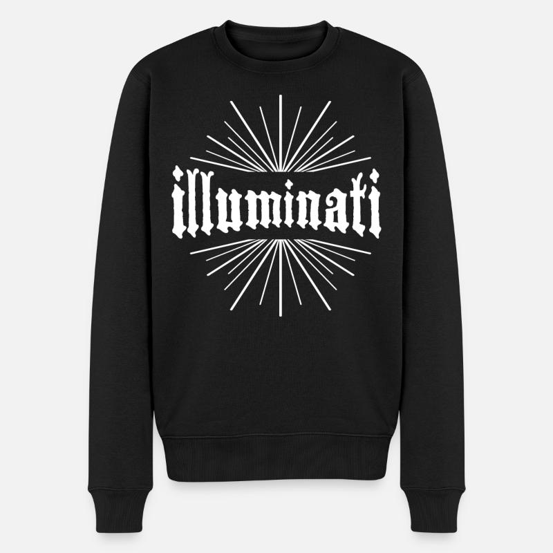 illuminati Spruch geheim cool Bund leuchten fun co - Männer Premium Bio Pullover - Schwarz