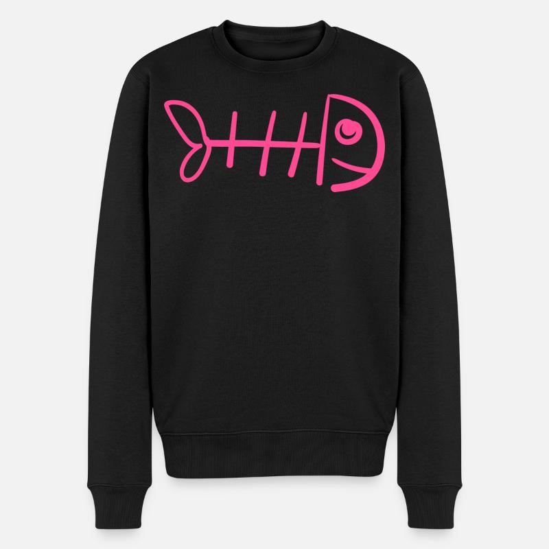 Fischgräte - Lustiges Katzenshirt - Männer Premium Bio Pullover - Schwarz