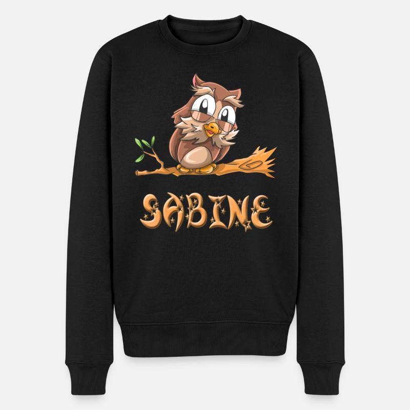 Eule Sabine - Männer Premium Bio Pullover - Schwarz