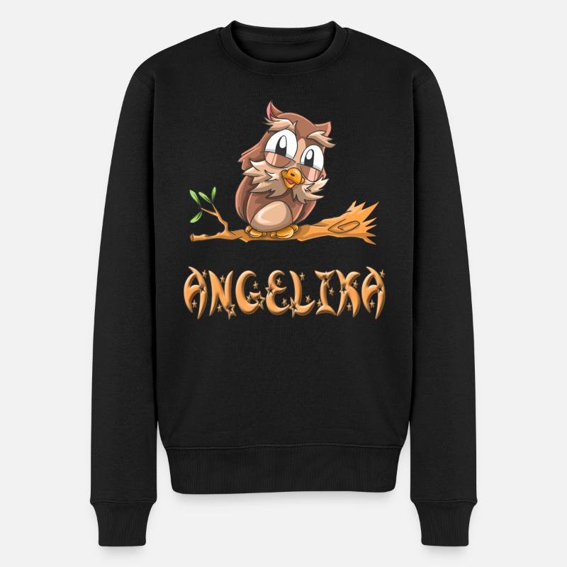 Eule Angelika - Männer Premium Bio Pullover - Schwarz