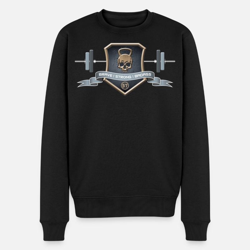 Logo Braves Strong Badass - Männer Premium Bio Pullover - Schwarz