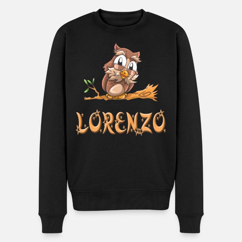 Eule Lorenzo - Männer Premium Bio Pullover - Schwarz