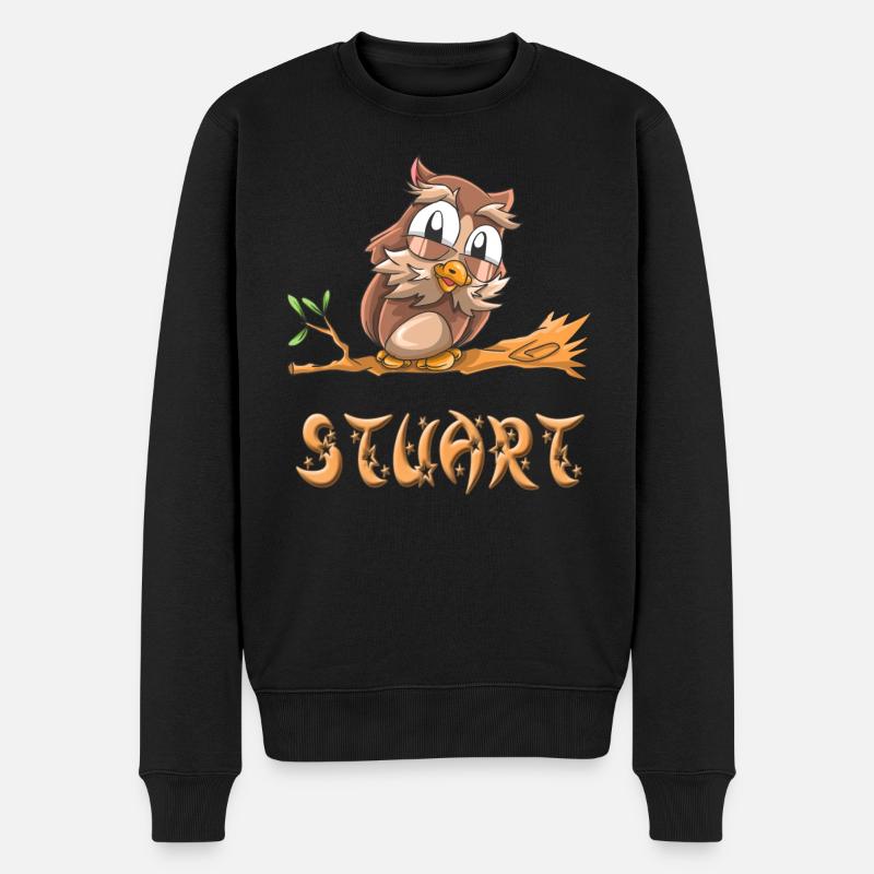 Eule Stuart - Männer Premium Bio Pullover - Schwarz