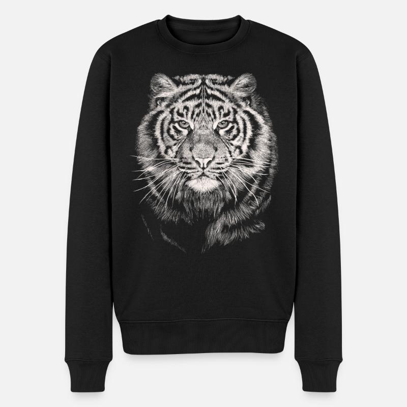 Tiger - Männer Premium Bio Pullover - Schwarz
