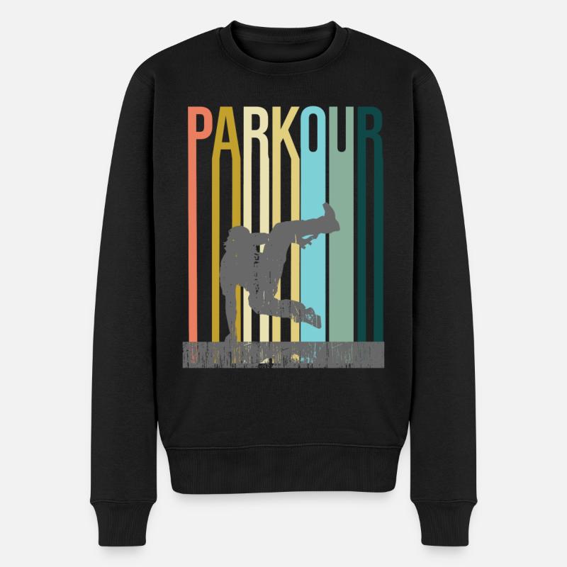 Parkour Retro - Männer Premium Bio Pullover - Schwarz