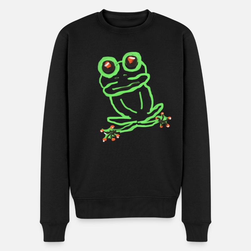 Frosch - Männer Premium Bio Pullover - Schwarz