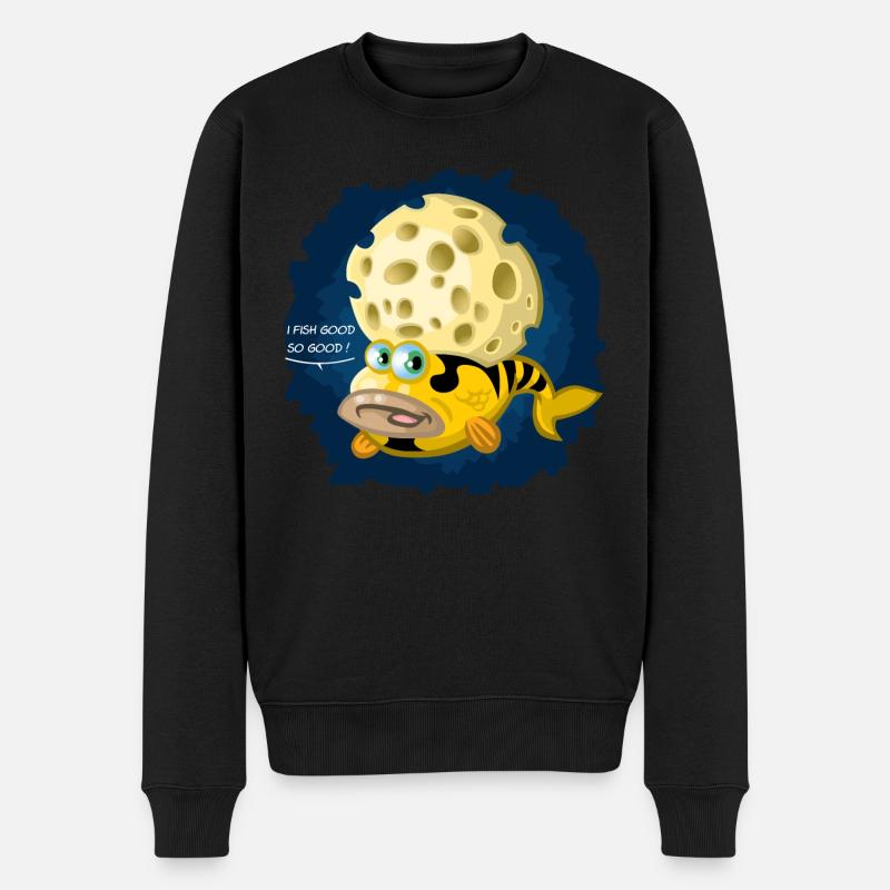 Funky Fisch - Männer Premium Bio Pullover - Schwarz