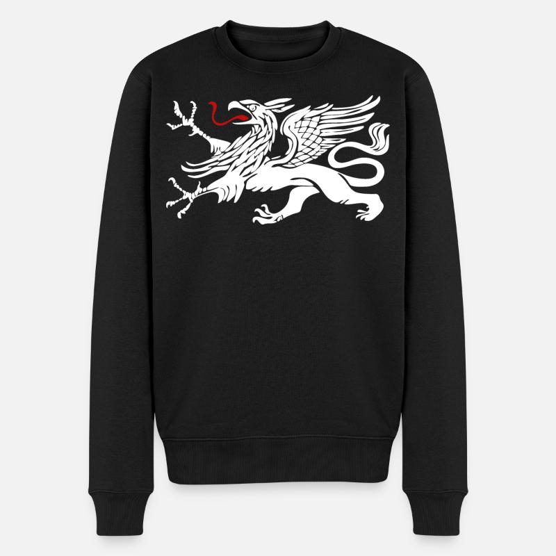 Rostocker Greif in Weiss mit roter Zunge - Männer Premium Bio Pullover - Schwarz