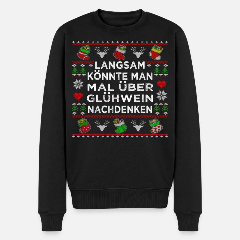 Glühwein nachdenken - Männer Premium Bio Pullover - Schwarz