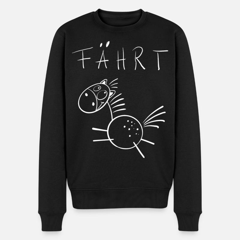 Fun Fährt Pferd I Pferdespruch I Pferde Geschenk - Männer Premium Bio Pullover - Schwarz