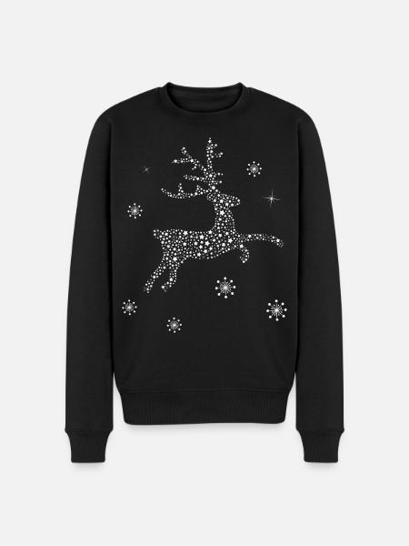 Deer reindeer star snowflakes Christmas - Men's Premium Organic Jumper - black