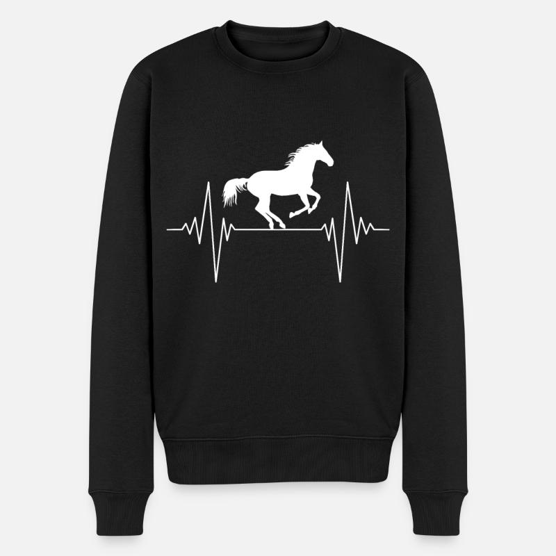 Herzschlagpferd Silhouette - Männer Premium Bio Pullover - Schwarz
