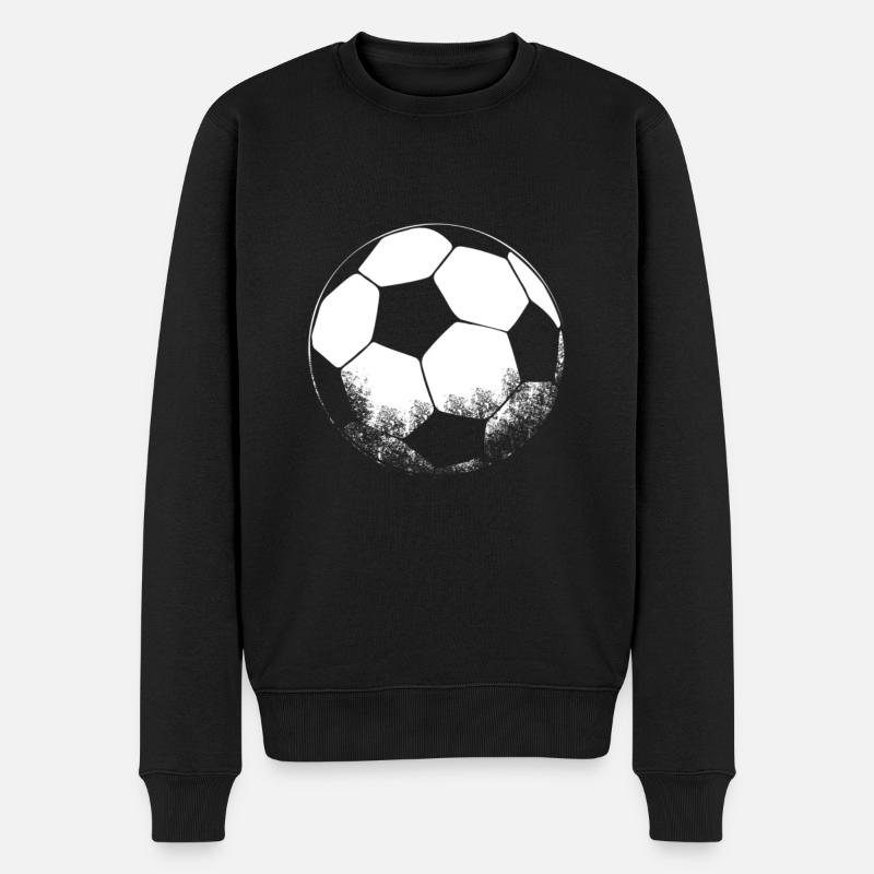 Schwarz Weiß Fußball Silhouette - Männer Premium Bio Pullover - Schwarz
