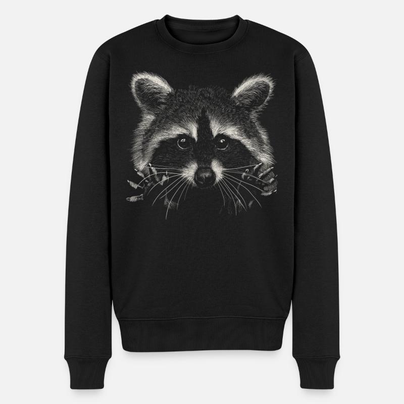 Waschbär - Männer Premium Bio Pullover - Schwarz