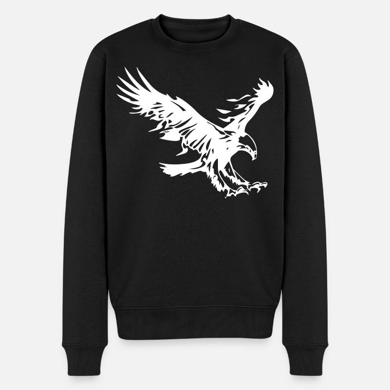 Flammender Adler - Männer Premium Bio Pullover - Schwarz
