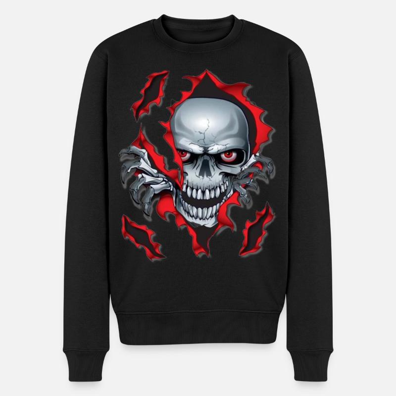 Schädel - Männer Premium Bio Pullover - Schwarz