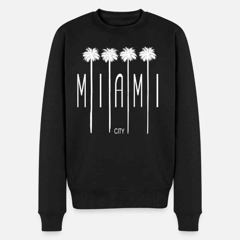 Miami Beach City - Männer Premium Bio Pullover - Schwarz