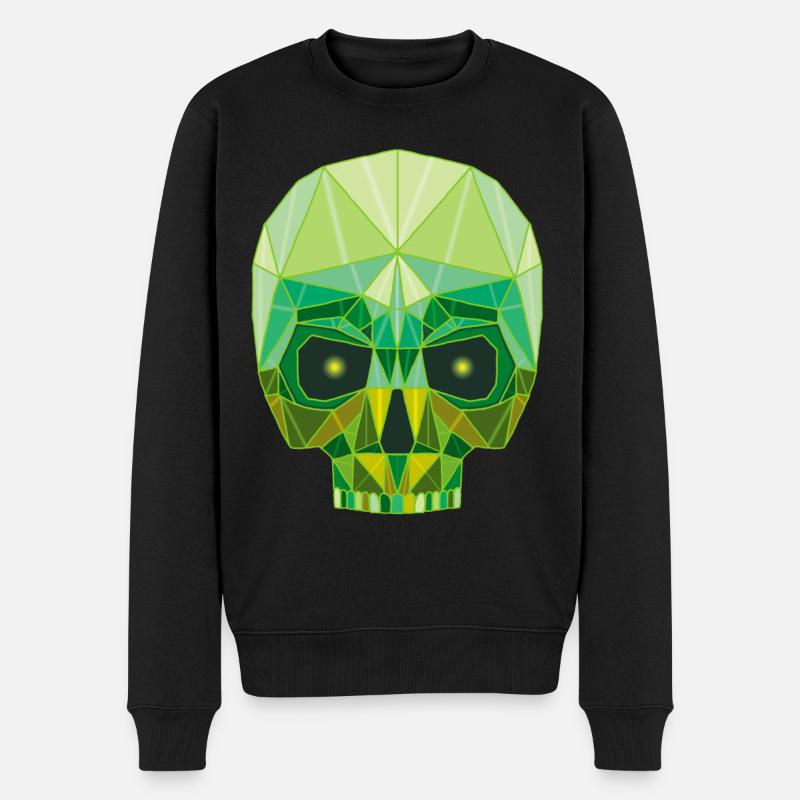 Smaragdgrüner Todeskopf - Männer Premium Bio Pullover - Schwarz