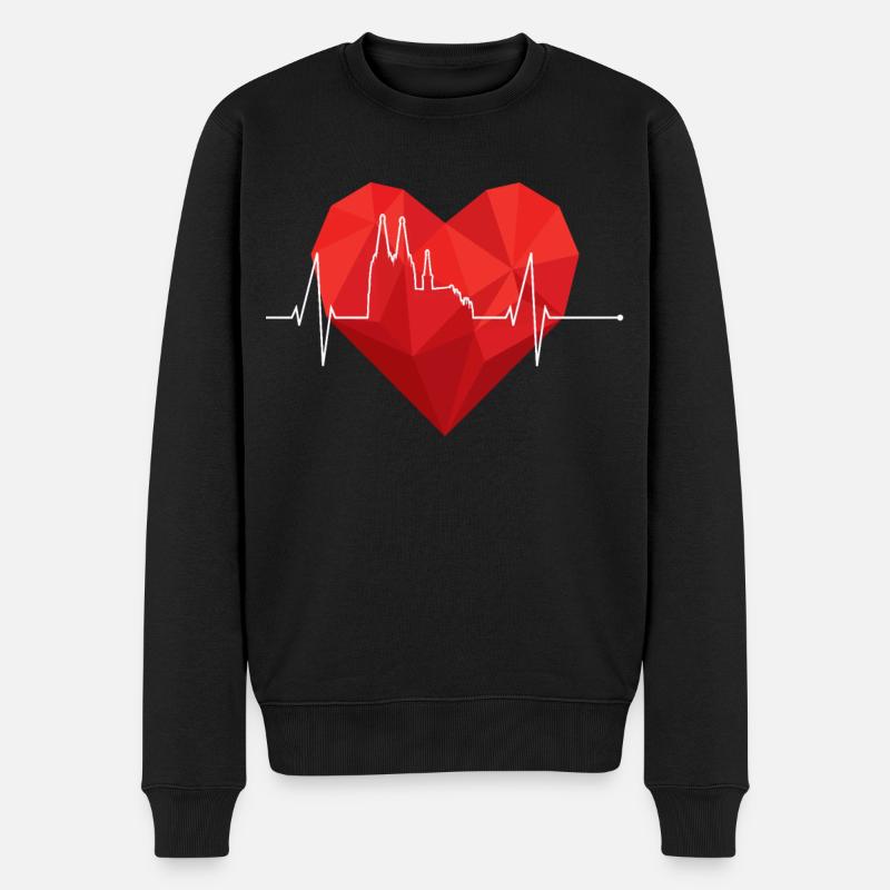 Köln Kölner Dom Herz Herzschlag Puls Karneval Hätz - Männer Premium Bio Pullover - Schwarz