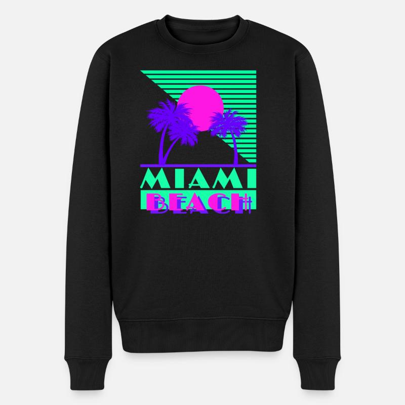 Miami Beach Green - Männer Premium Bio Pullover - Schwarz