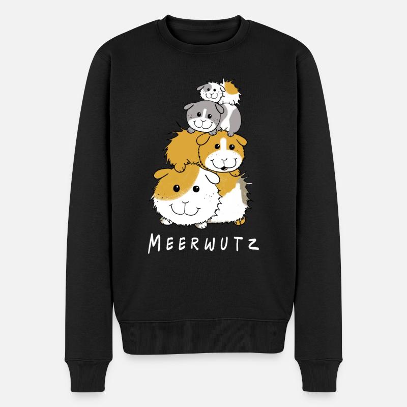 Happy Meerschweinchen I Meersau Geschenk I Fun - Männer Premium Bio Pullover - Schwarz