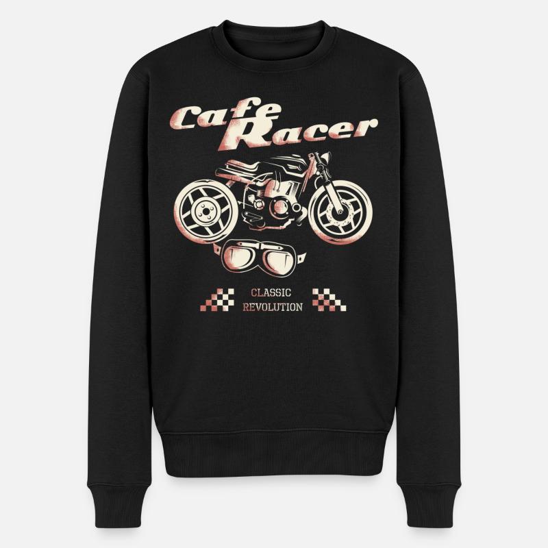 Cafe Racer Motorrad Classic Revolution - Männer Premium Bio Pullover - Schwarz